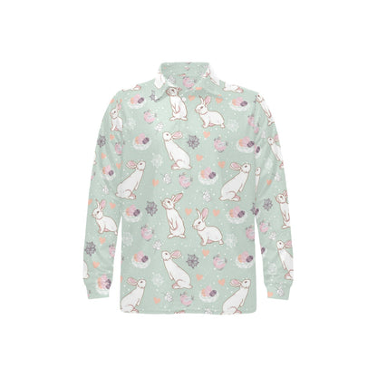 Rabbit Pattern Print Design RB011 Long Sleeve Polo Shirt For Men's