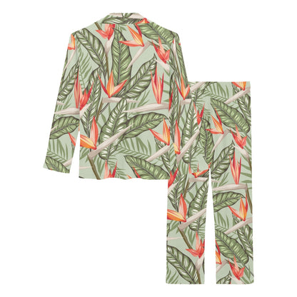 Bird Of Paradise Pattern Print Design BOP08 Women's Long Pajama Set