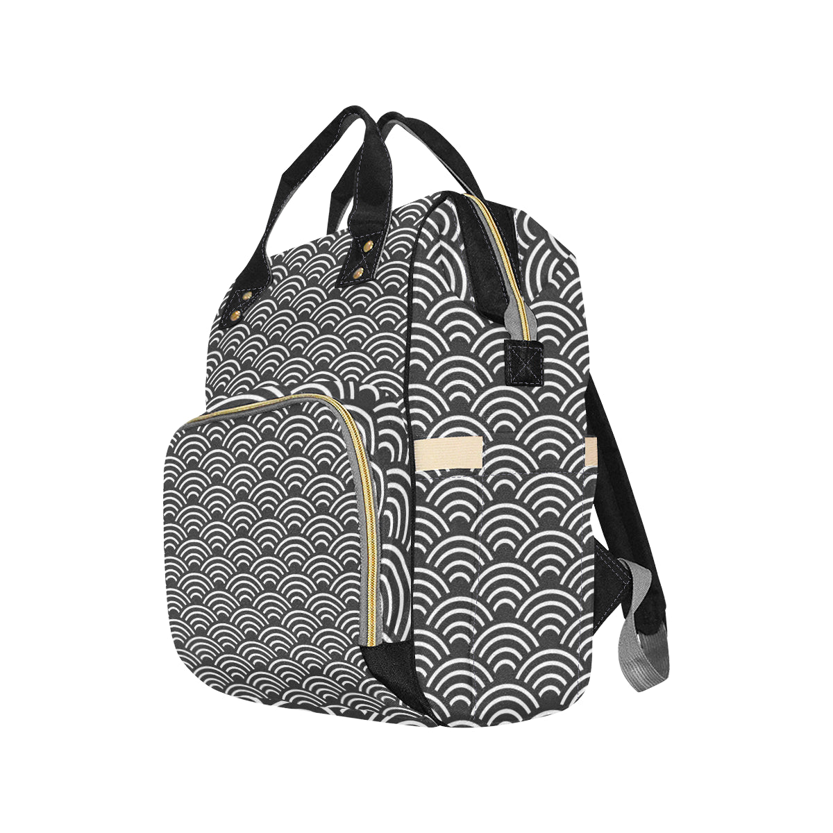 Scales Black White Pattern Print Design 03 Diaper Bag Backpack