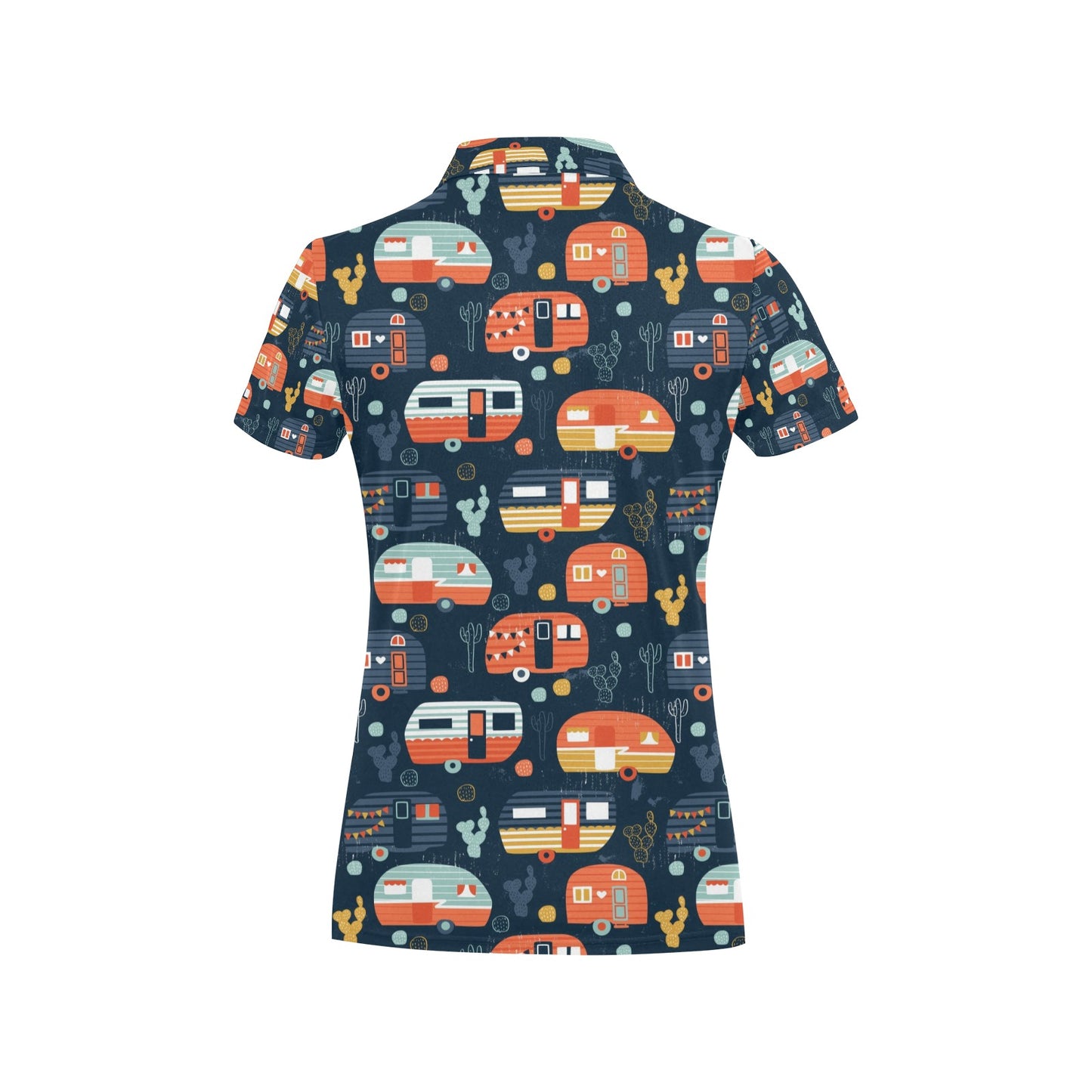 Camper Caravan Print Pattern Women's Polo Shirt