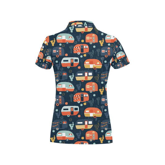 Camper Caravan Print Pattern Women's Polo Shirt
