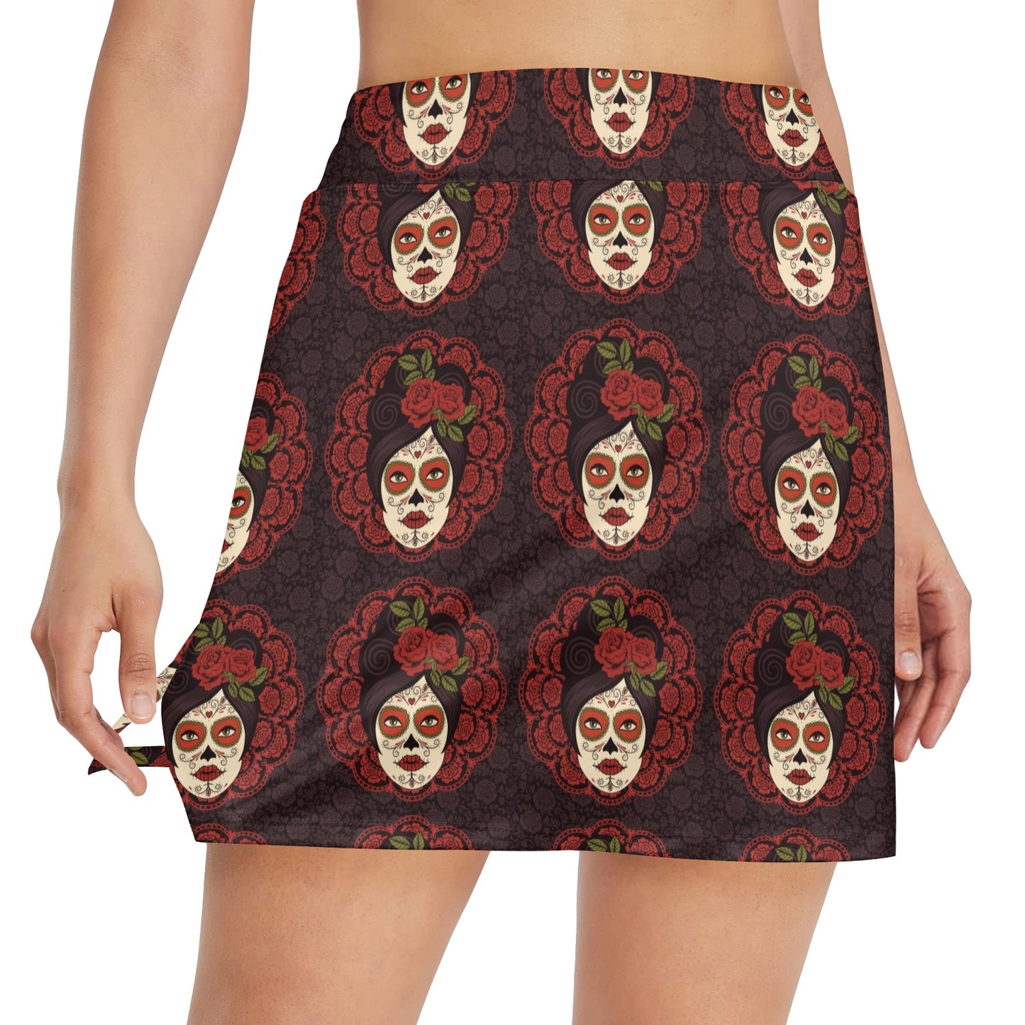 Day of the Dead Mexican Girl 17" Golf & Pickleball Skort with Pockets