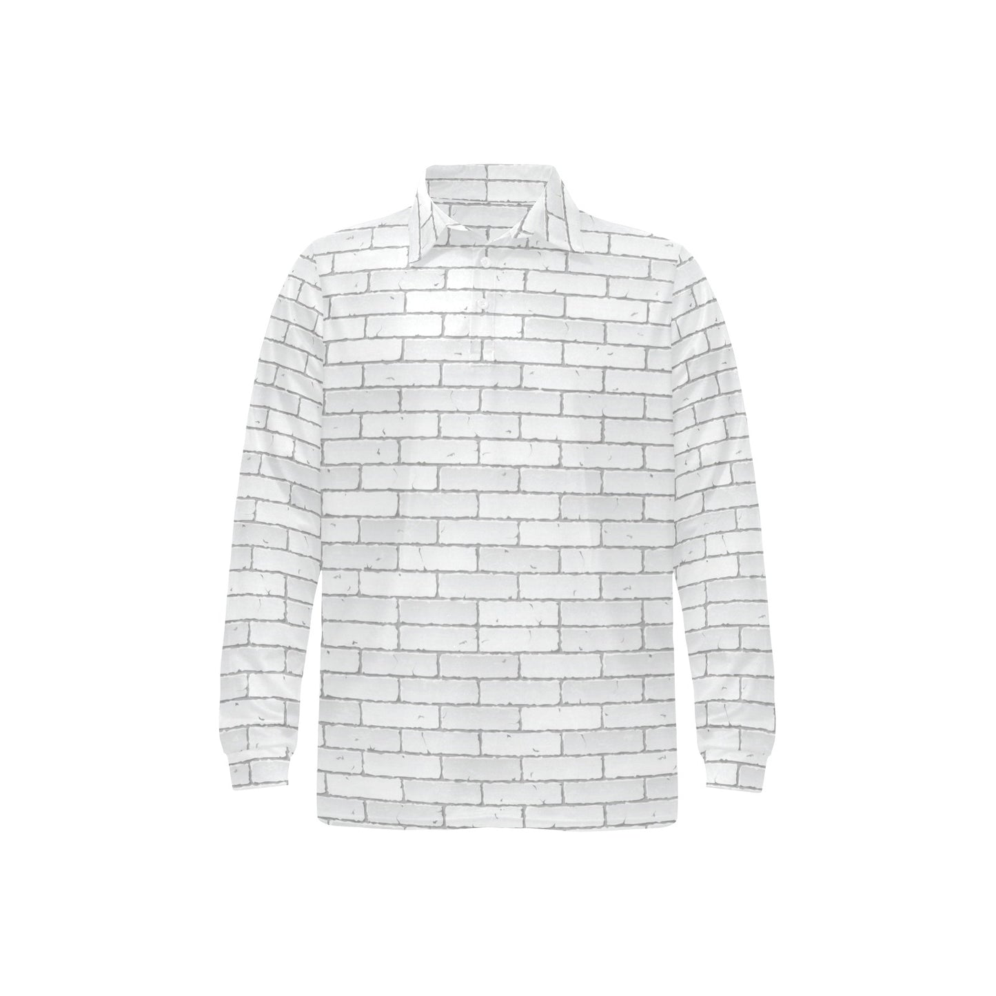 Brick White Pattern Print Design 03 Long Sleeve Polo Shirt For Men's