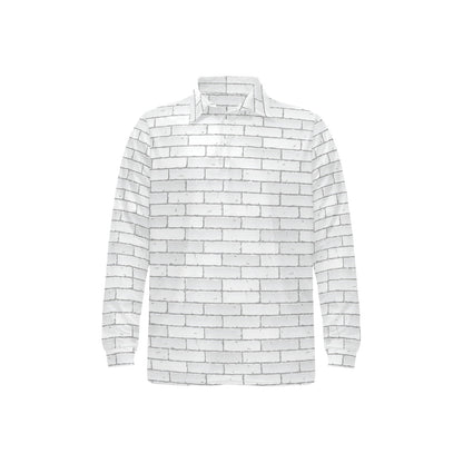 Brick White Pattern Print Design 03 Long Sleeve Polo Shirt For Men's