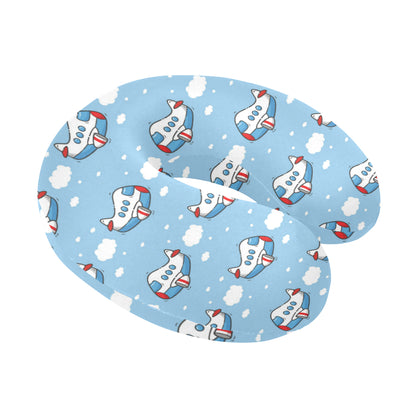 Airplane Cartoon Pattern Print Design 07 U-Shaped Travel Neck Pillow