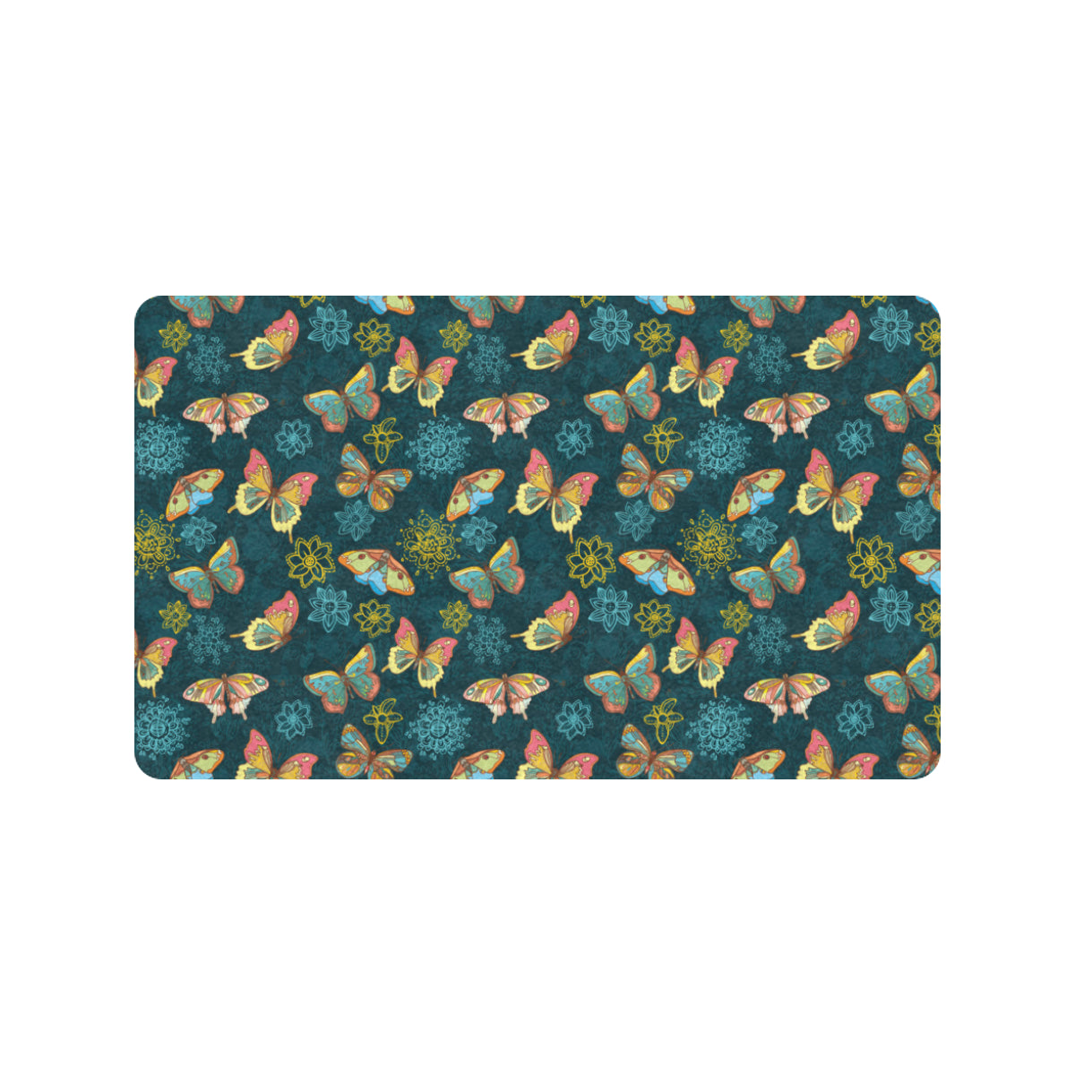 Butterfly Hand Draw Print Pattern Rubber Doormat