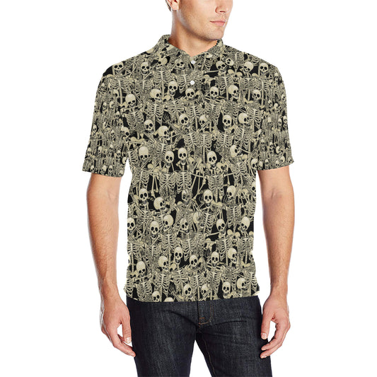 Skeleton Design Print Men Polo Shirt