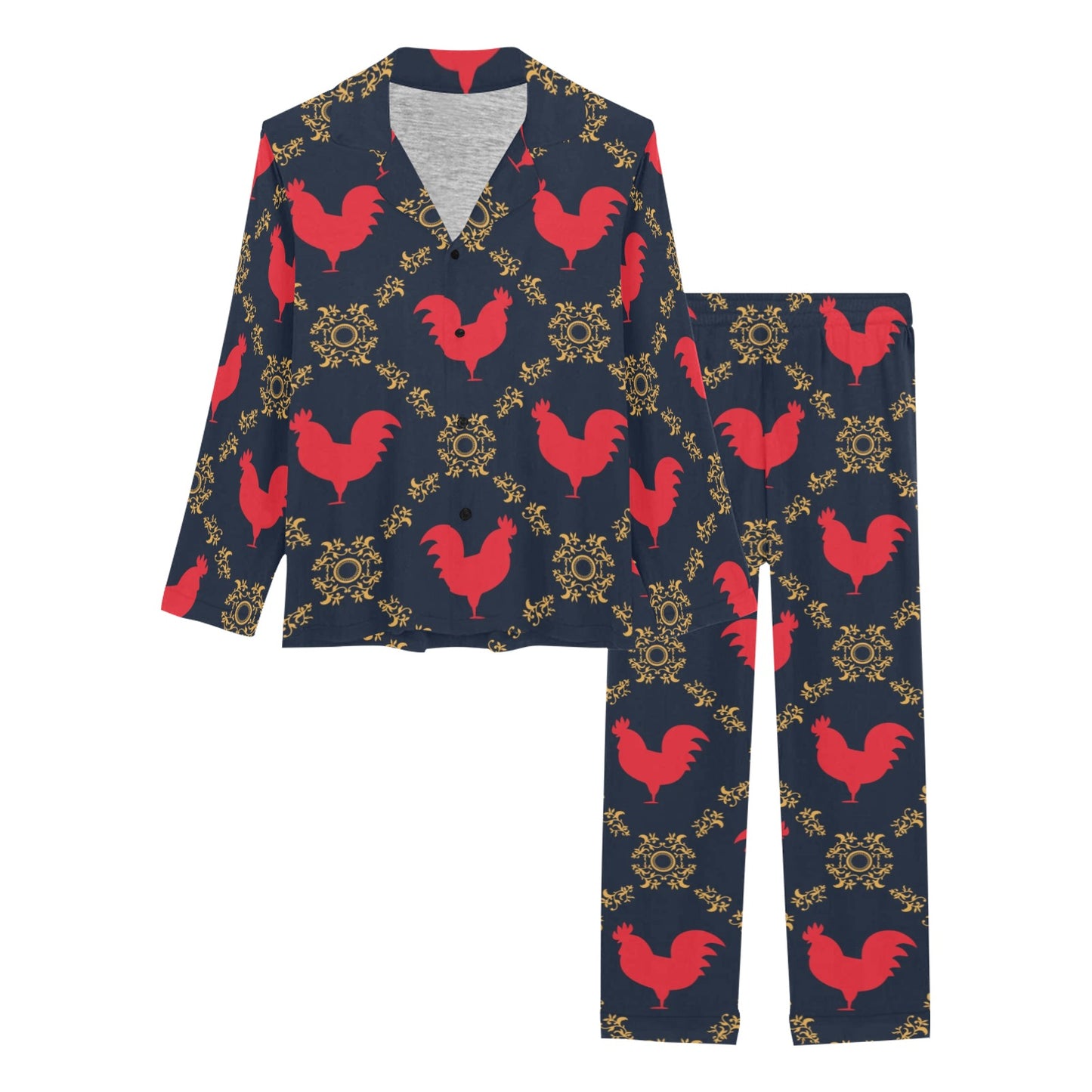 Rooster Pattern Print Design A02 Women's Long Pajama Set