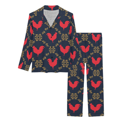 Rooster Pattern Print Design A02 Women's Long Pajama Set