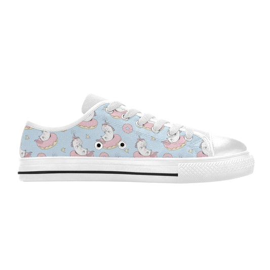 Unicorn Print Design LKS303 Women's White Low Top Shoes