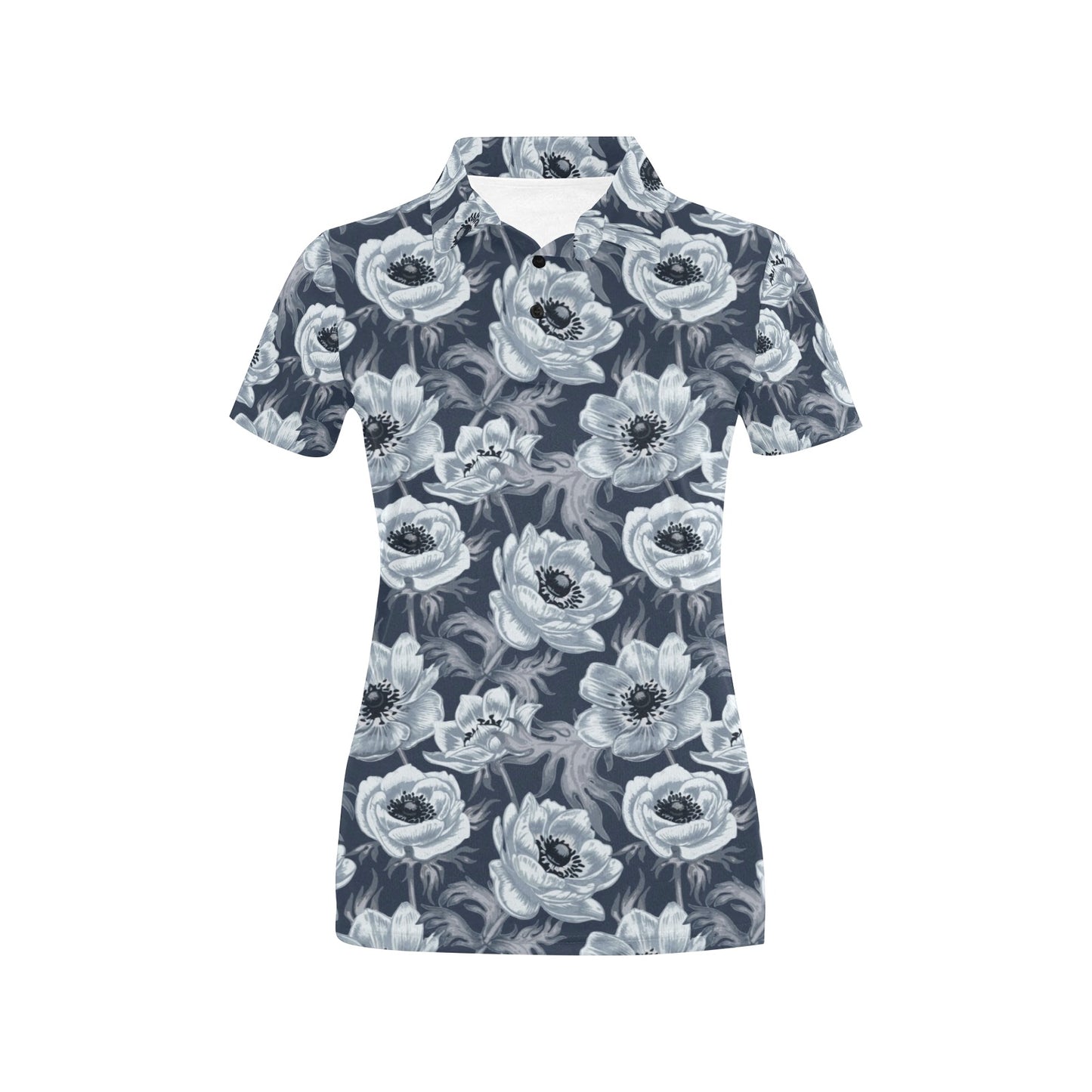 Anemone Pattern Print Design AM09 Women's Polo Shirt