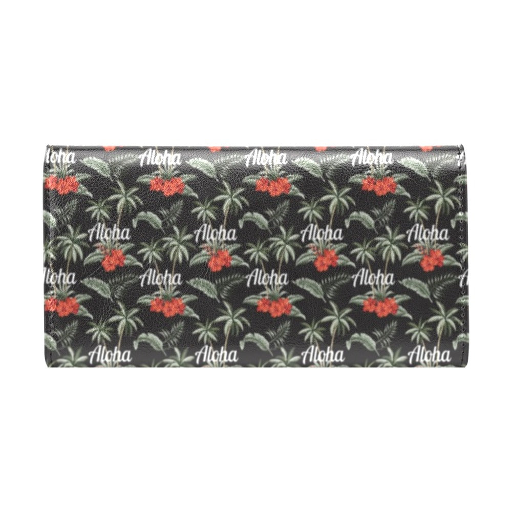 Aloha Palm Tree Design Themed Print Women's Trifold Wallet