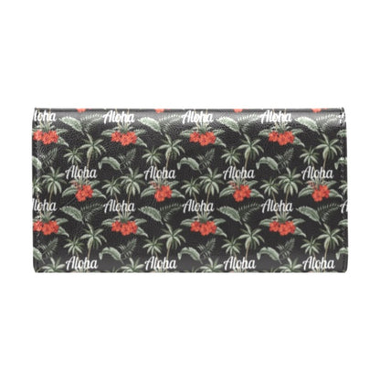Aloha Palm Tree Design Themed Print Women's Trifold Wallet