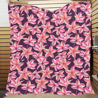 Purple Plumeria Pattern Print Design PM010 Premium Quilt