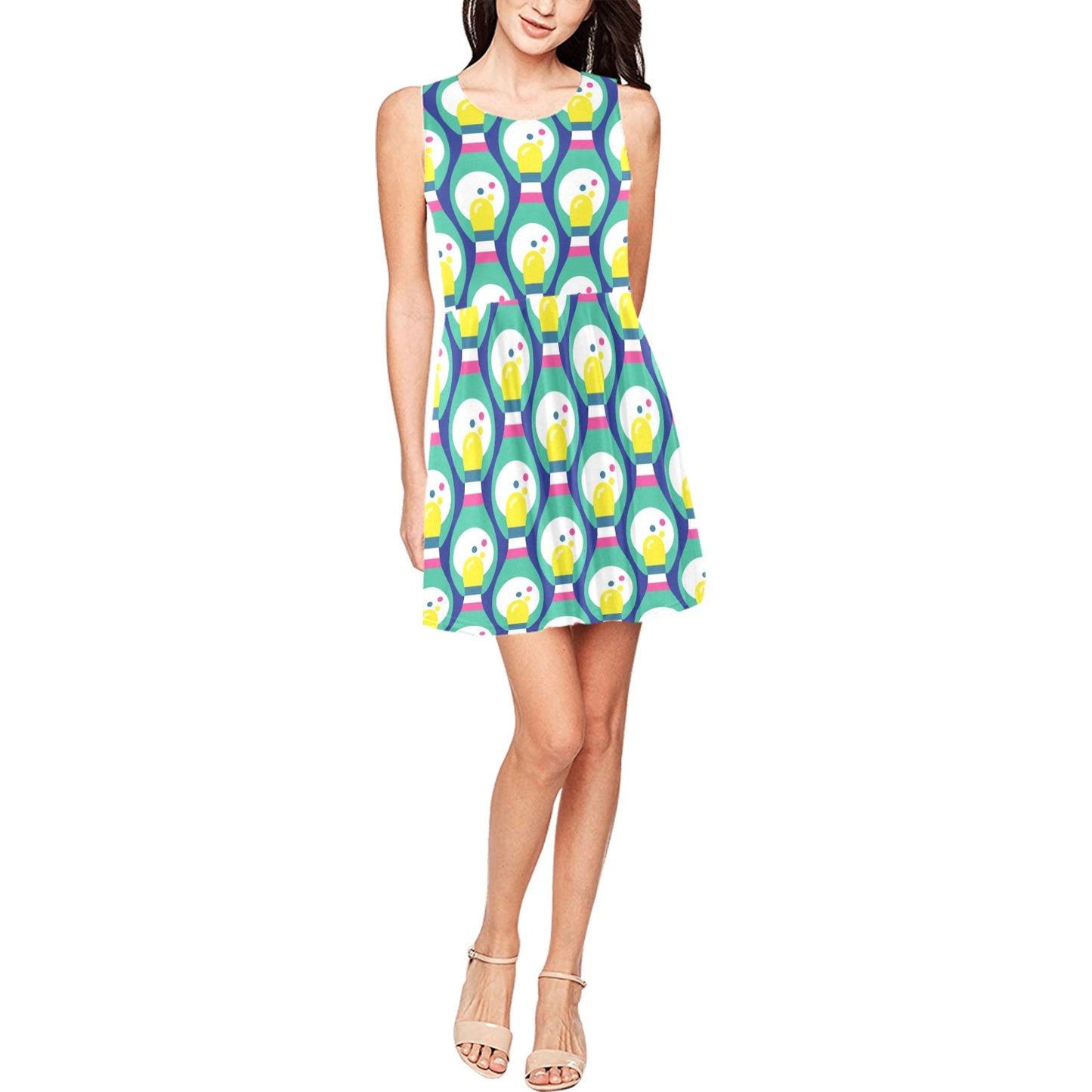 Bowling Pattern Print Design 04 Sleeveless Dress