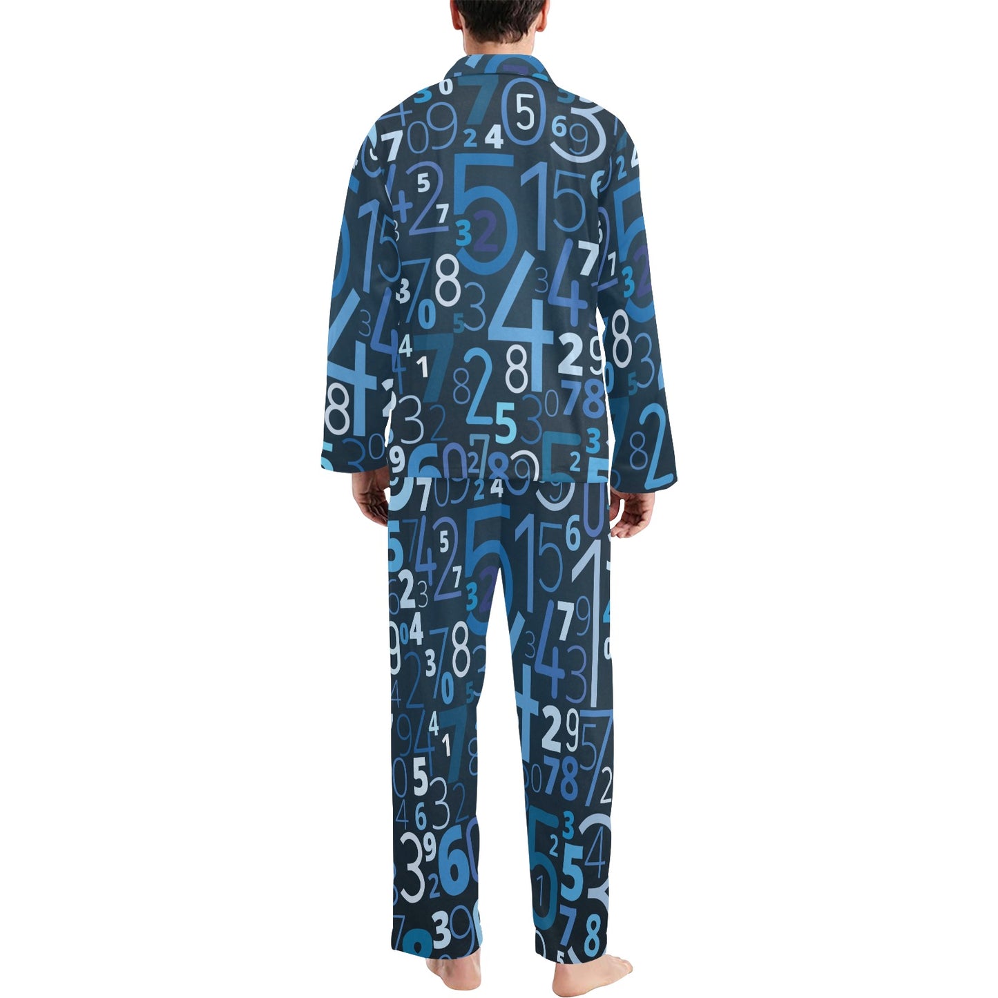 Number Pattern Print Design A02 Men's Long Pajama Set
