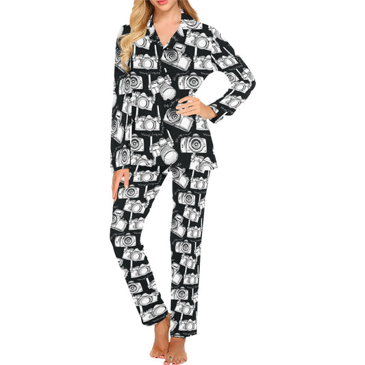 Camera Pattern Print Design 01 Women's Long Pajama Set