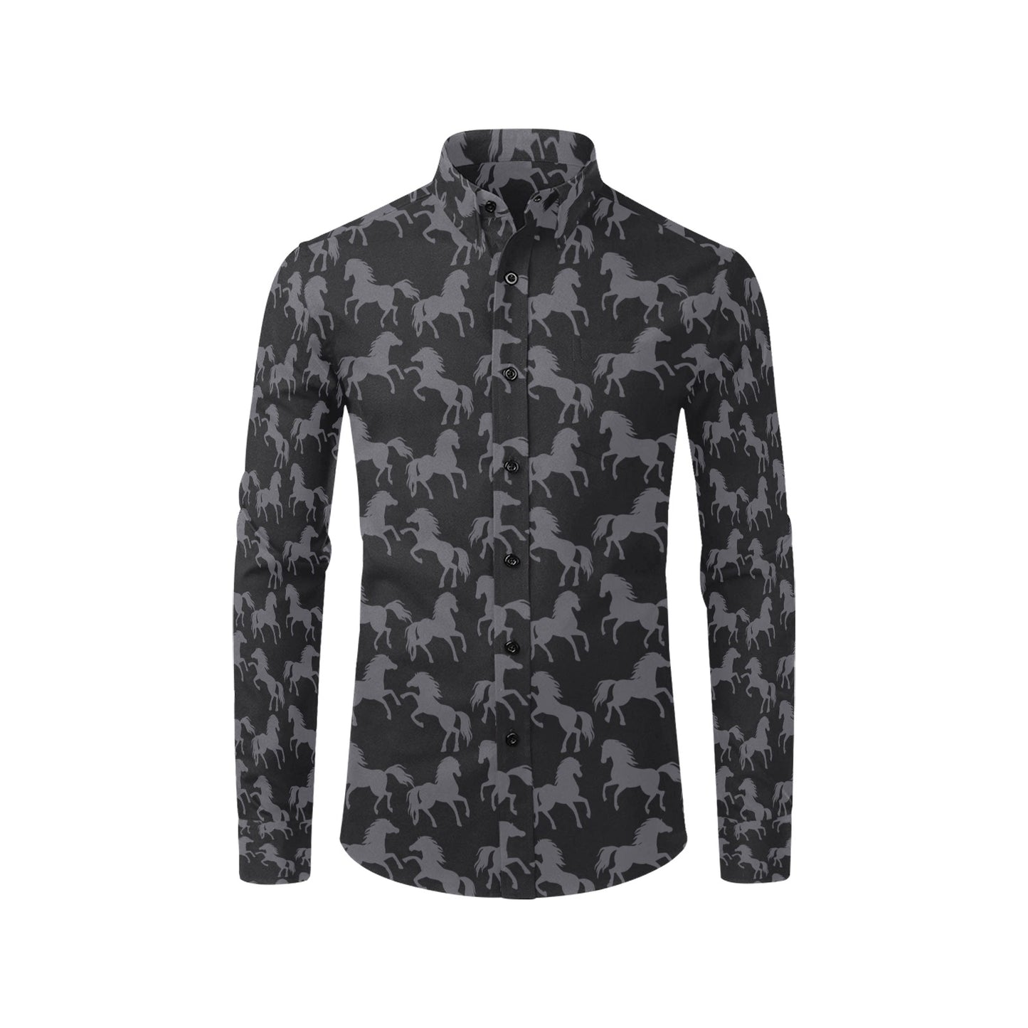 Horse Print Design LKS305 Men's Long Sleeve Dress Shirt