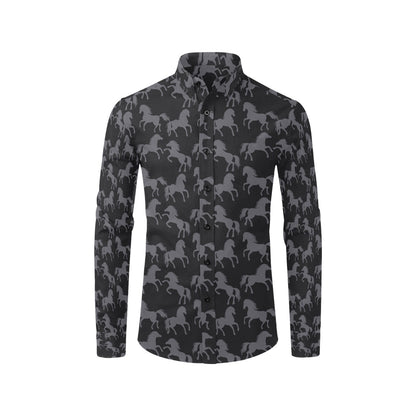 Horse Print Design LKS305 Men's Long Sleeve Dress Shirt
