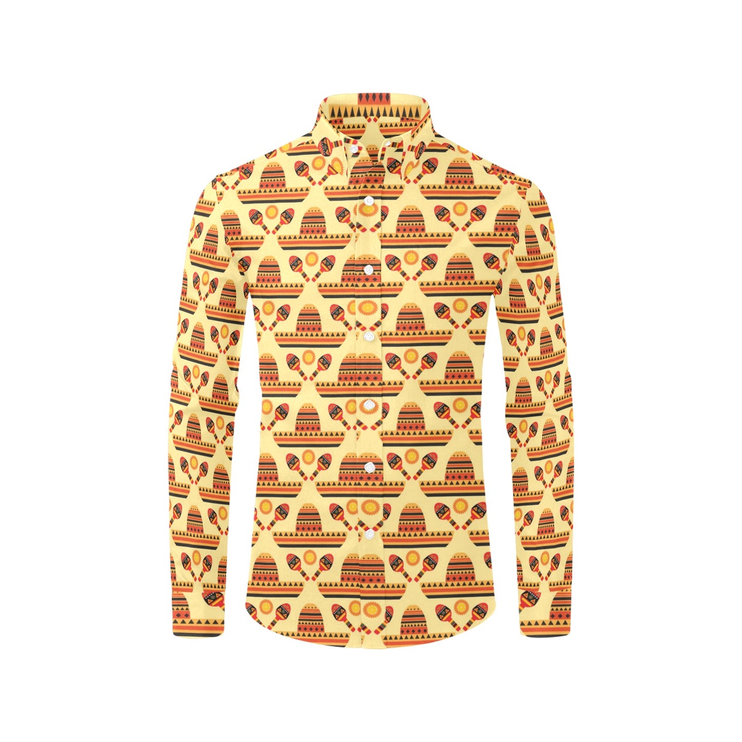 Maracas Print Design LKS403 Men's Long Sleeve Dress Shirt
