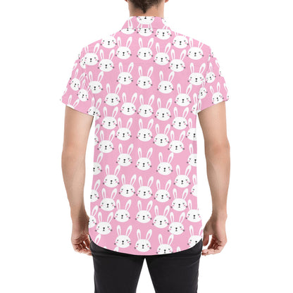 Rabbit Print Design LKS401 Men Short Sleeve Button Up Shirt