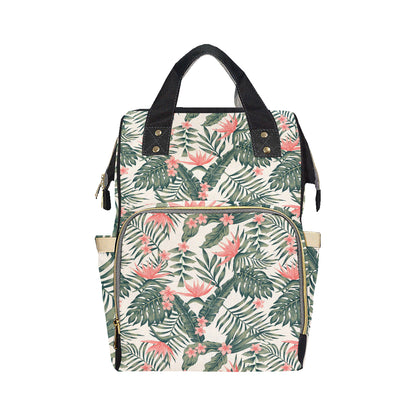 Tropical Flower Palm Leaves Diaper Bag Backpack