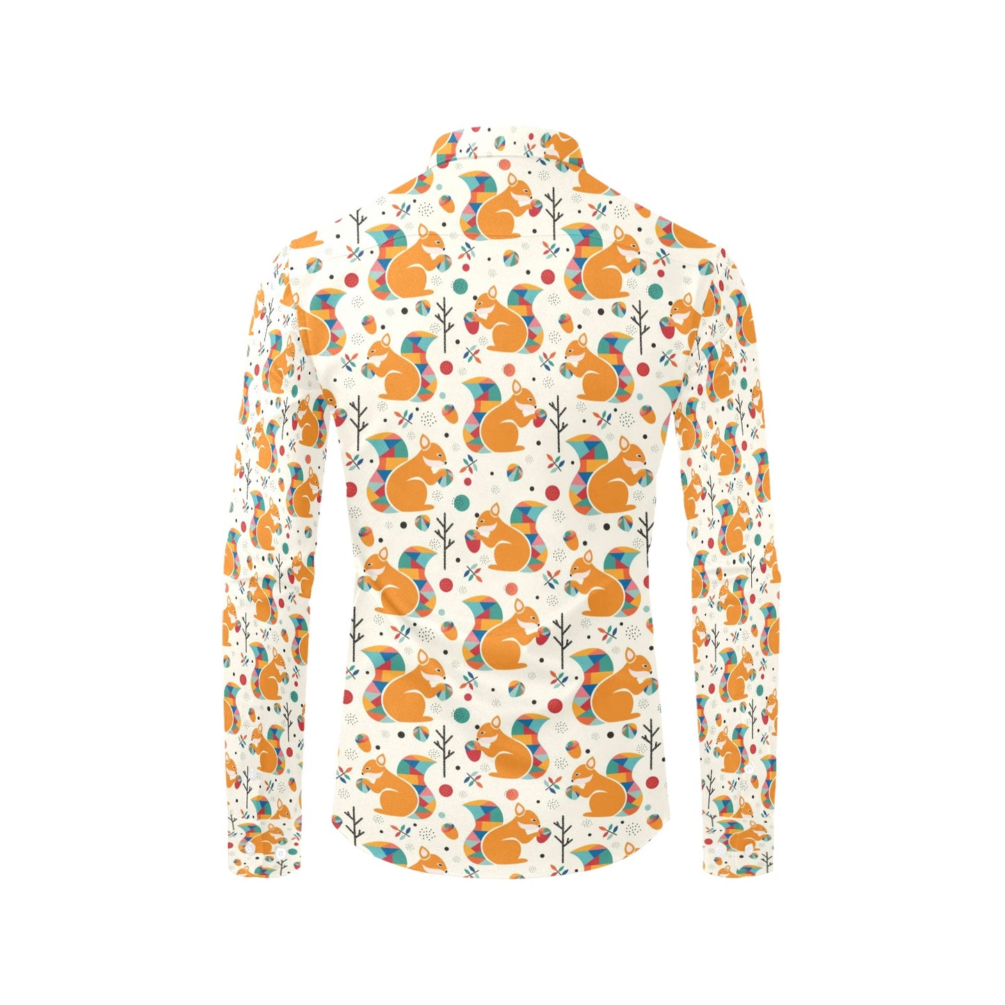 Squirrel Print Design LKS304 Men's Long Sleeve Dress Shirt