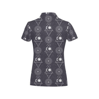 Sun Moon Print Design LKS309 Women's Polo Shirt