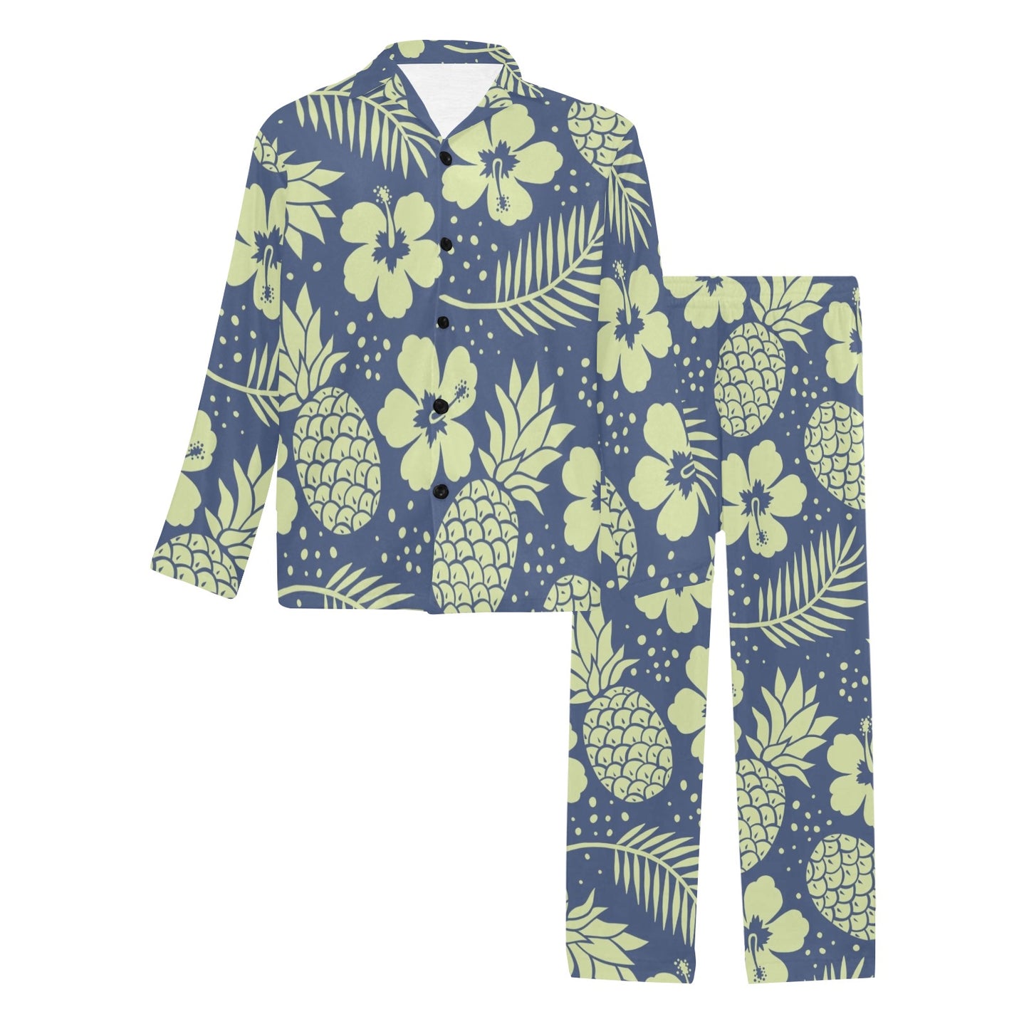 Pineapple Pattern Print Design PP07 Men's Long Pajama Set
