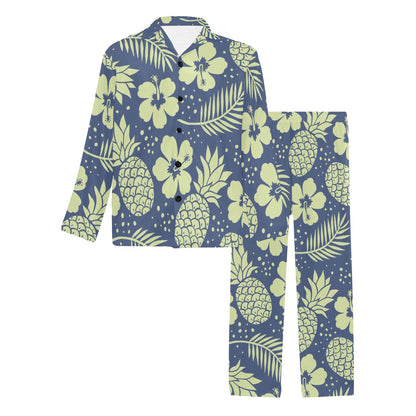 Pineapple Pattern Print Design PP07 Men's Long Pajama Set