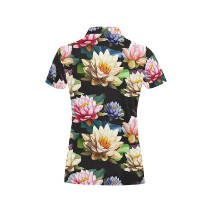 Water Lily Pattern Print Design WL02 Women's Polo Shirt