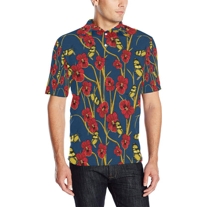 Pansy Pattern Print Design A01 Men Polo Shirt