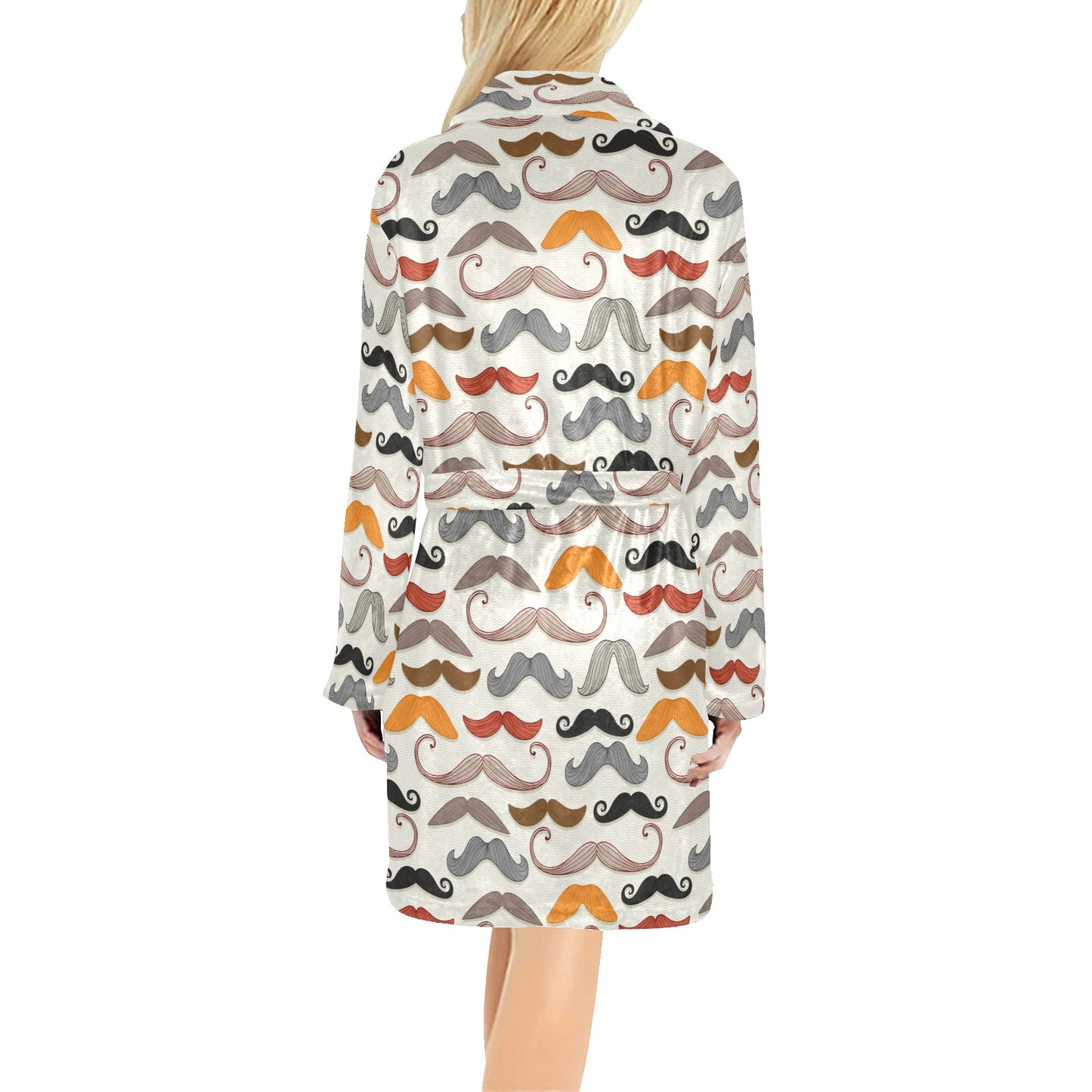 Mustache Pattern Print Design A02 Women's Fleece Robe