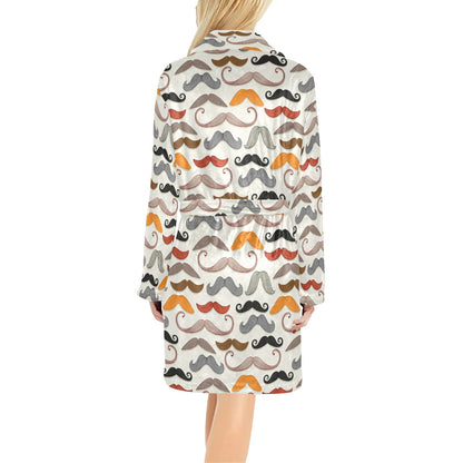 Mustache Pattern Print Design A02 Women's Fleece Robe