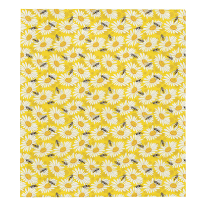 Bee Daisy Pattern Print Design 06 Premium Quilt