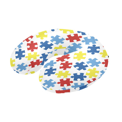 Autism Awareness Pattern Print Design 04 U-Shaped Travel Neck Pillow