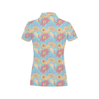 Gerberas Pattern Print Design GB04 Women's Polo Shirt