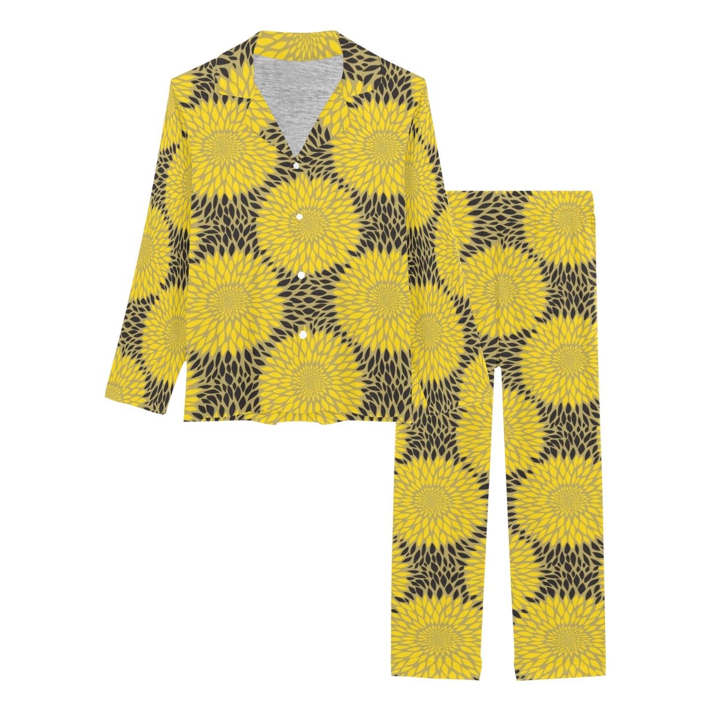 Sunflower Pattern Print Design SF06 Women's Long Pajama Set