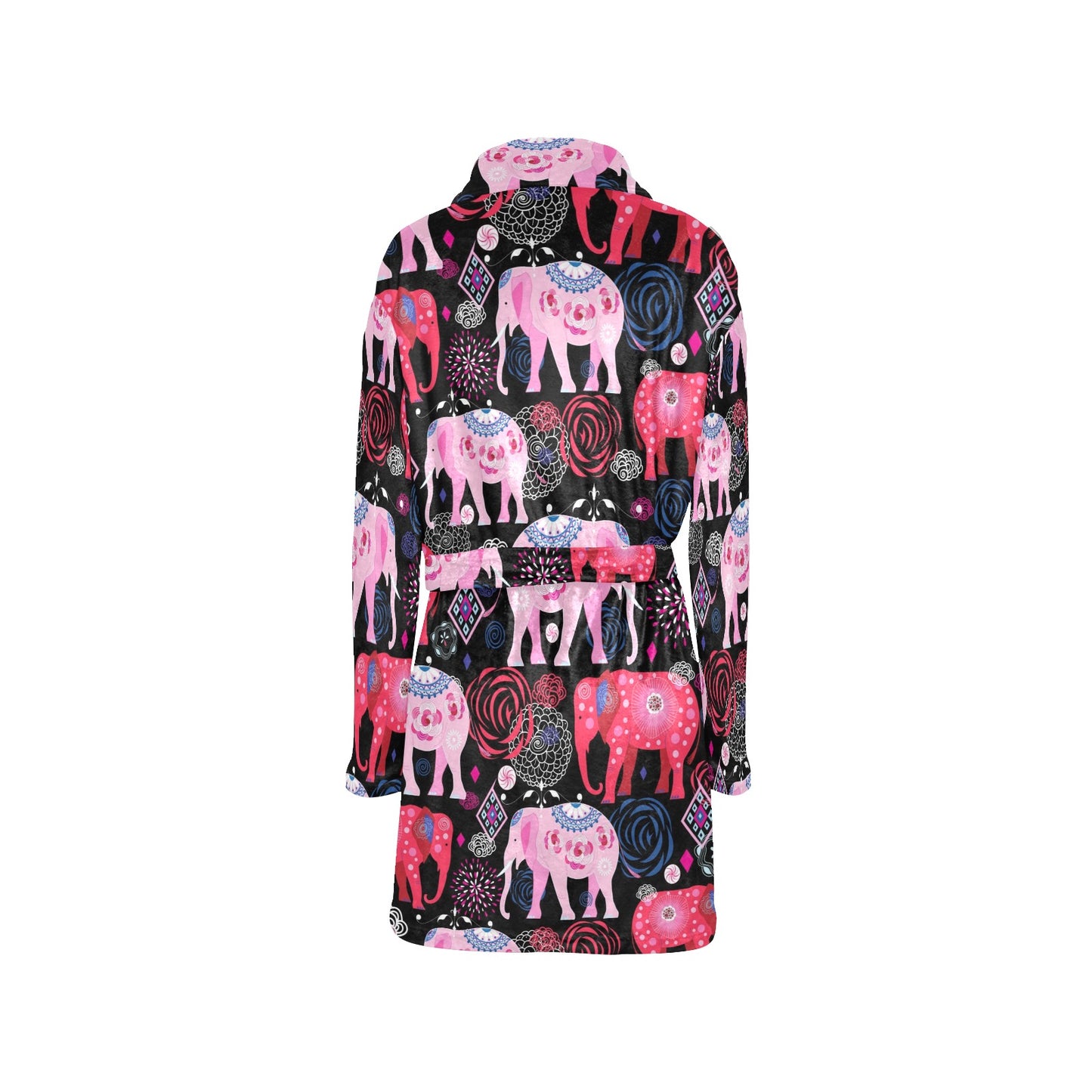 Pink Elephant Pattern Women's Fleece Robe