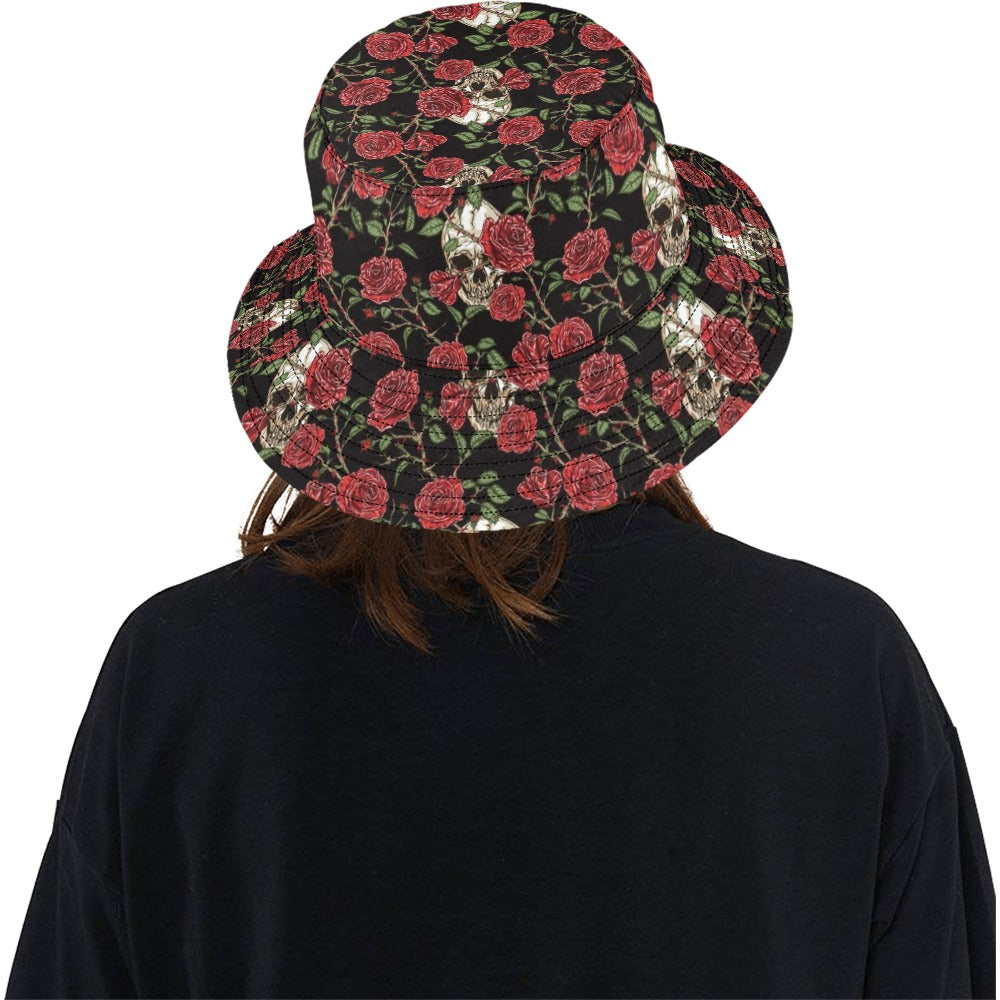 Skull And Roses Print Design LKS303 Unisex Bucket Hat