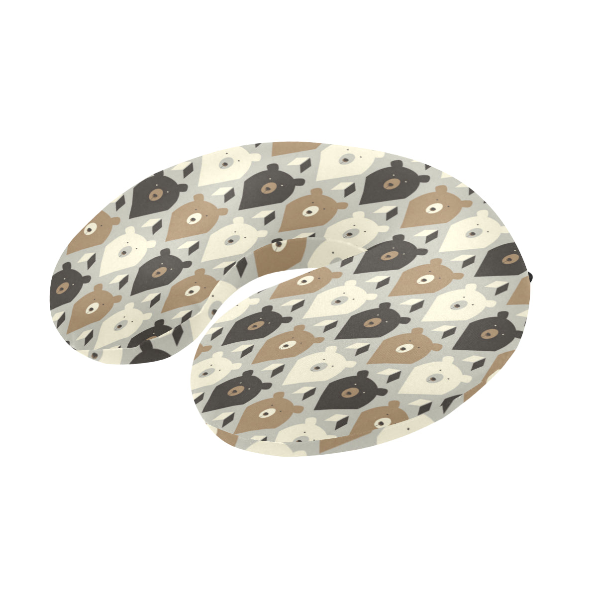 Bear Pattern Print Design 04 U-Shaped Travel Neck Pillow