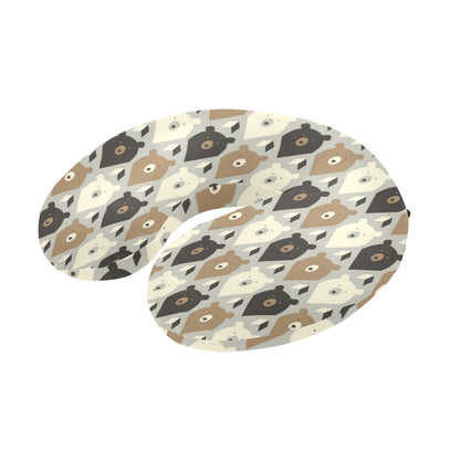 Bear Pattern Print Design 04 U-Shaped Travel Neck Pillow