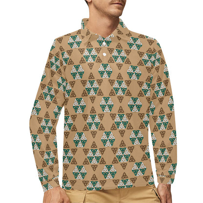 Celtic Pattern Print Design 08 Long Sleeve Polo Shirt For Men's