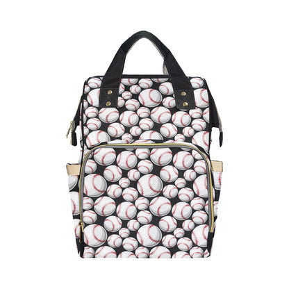 Baseball Black Background Diaper Bag Backpack