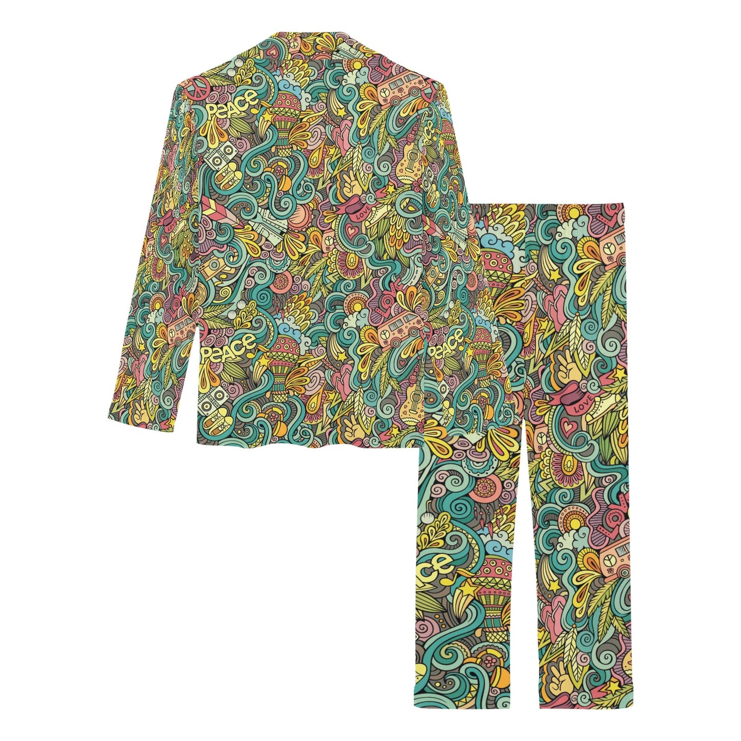 Hippie Print Design LKS302 Women's Long Pajama Set