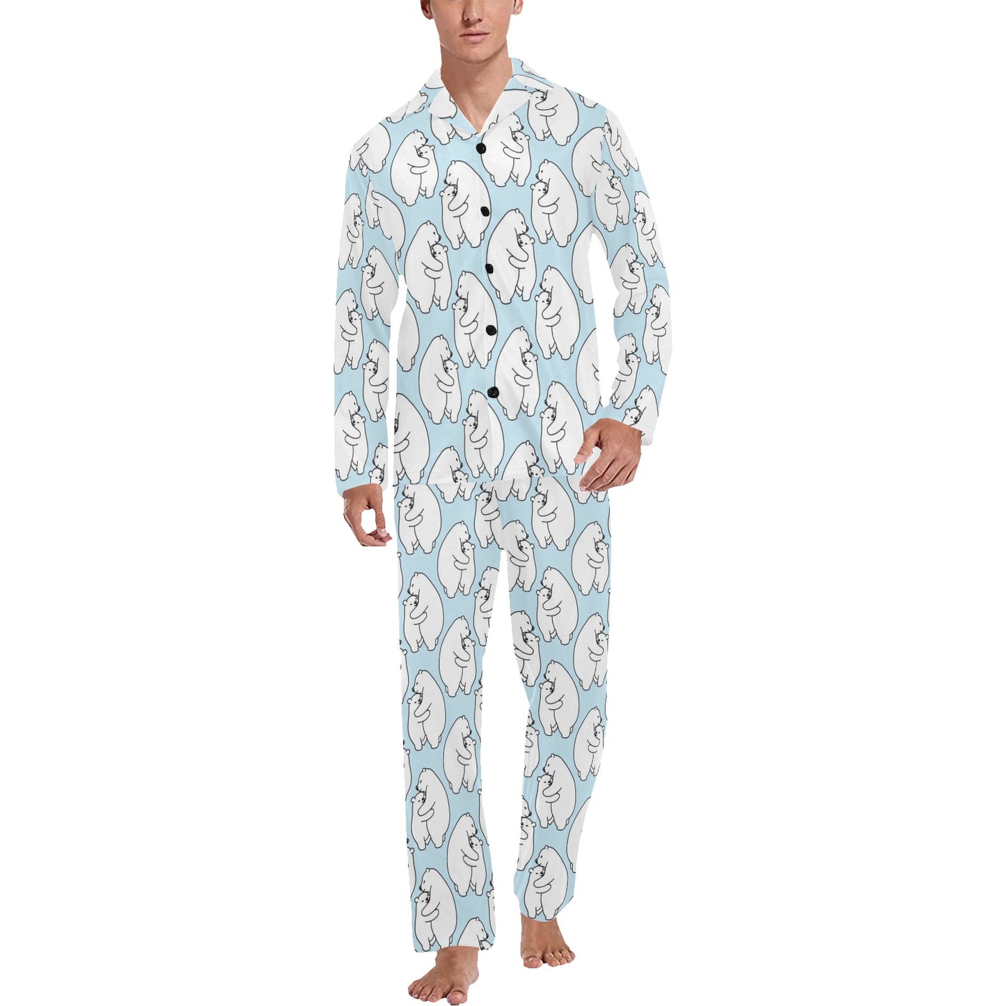 Polar Bear Pattern Print Design PB08 Men's Long Pajama Set