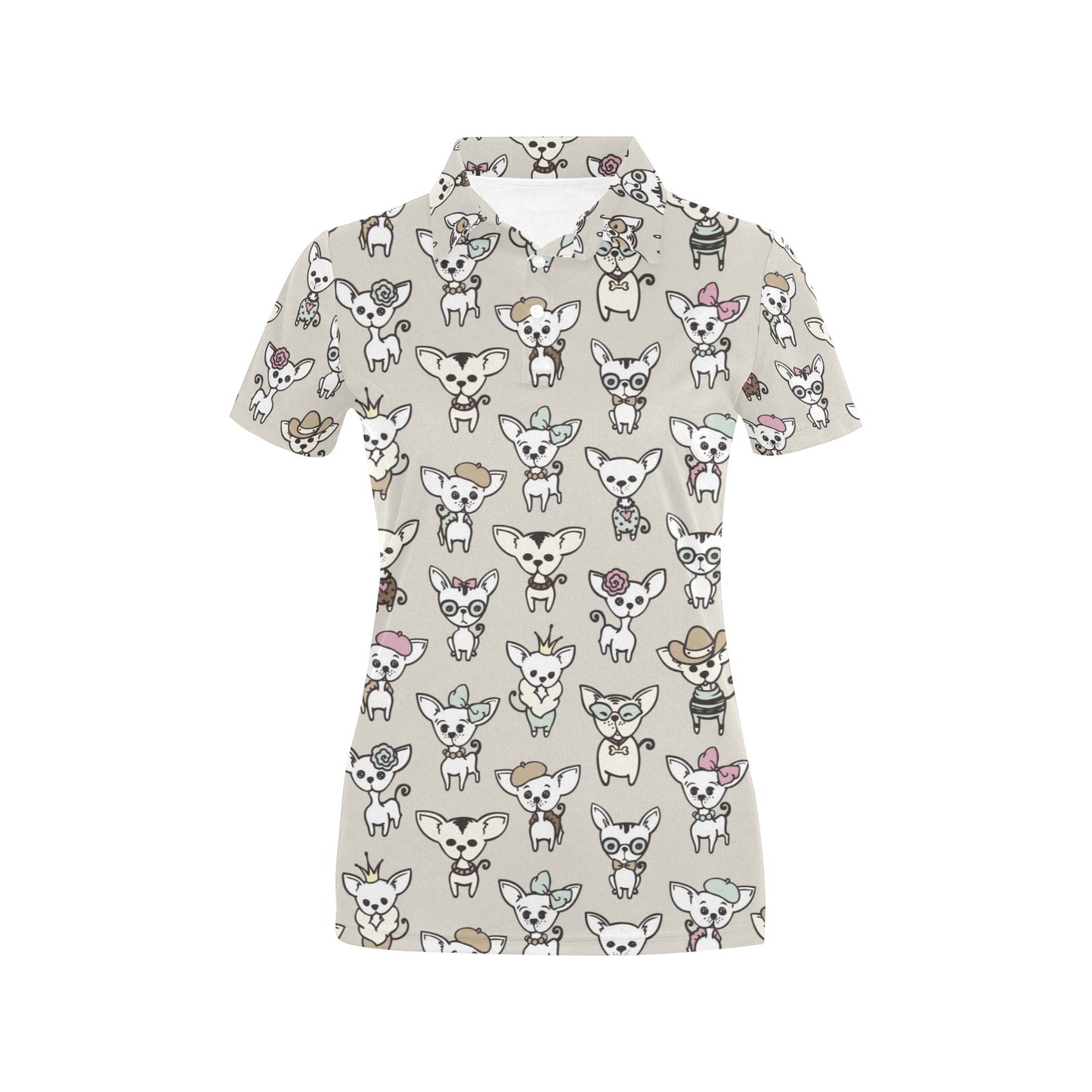 Chihuahua Pattern Print Design 02 Women's Polo Shirt