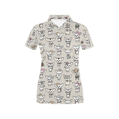 Chihuahua Pattern Print Design 02 Women's Polo Shirt