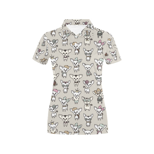 Chihuahua Pattern Print Design 02 Women's Polo Shirt