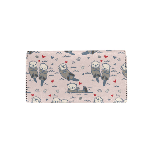 Sea Otter Pattern Print Design 02 Women's Trifold Wallet